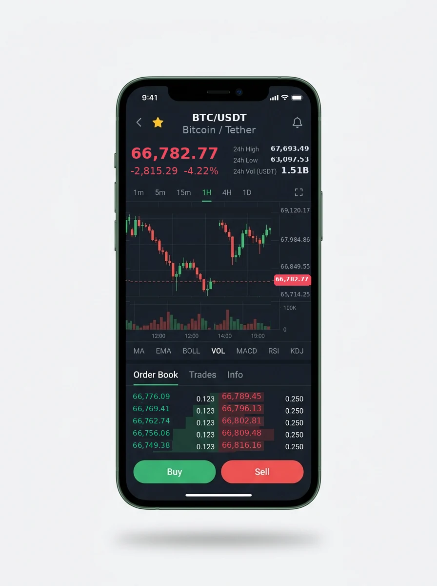 La misma vista de la cartera en la pantalla de un celular
